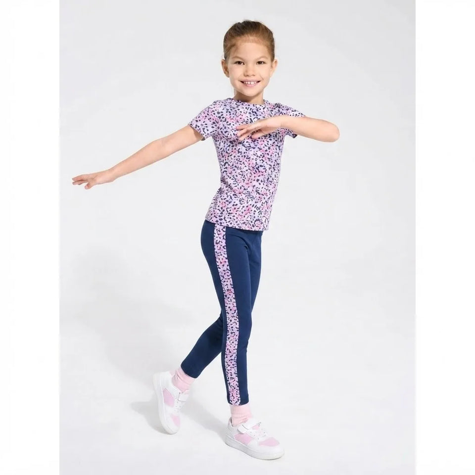 Sinsay Girl's Navy & Purple Floral Patterned Leggings Set