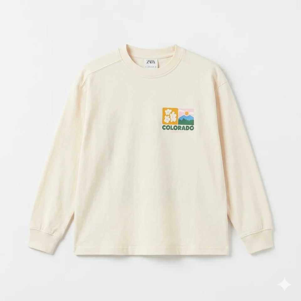 Zara Girl's Beige "Colorado" Graphic Sweatshirt | Zara In Lebanon