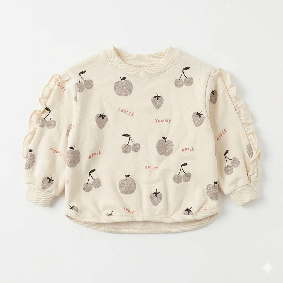 Zara Baby Girl's Beige Fruits All Over Printed Sweatshirt | Zara In Lebanon