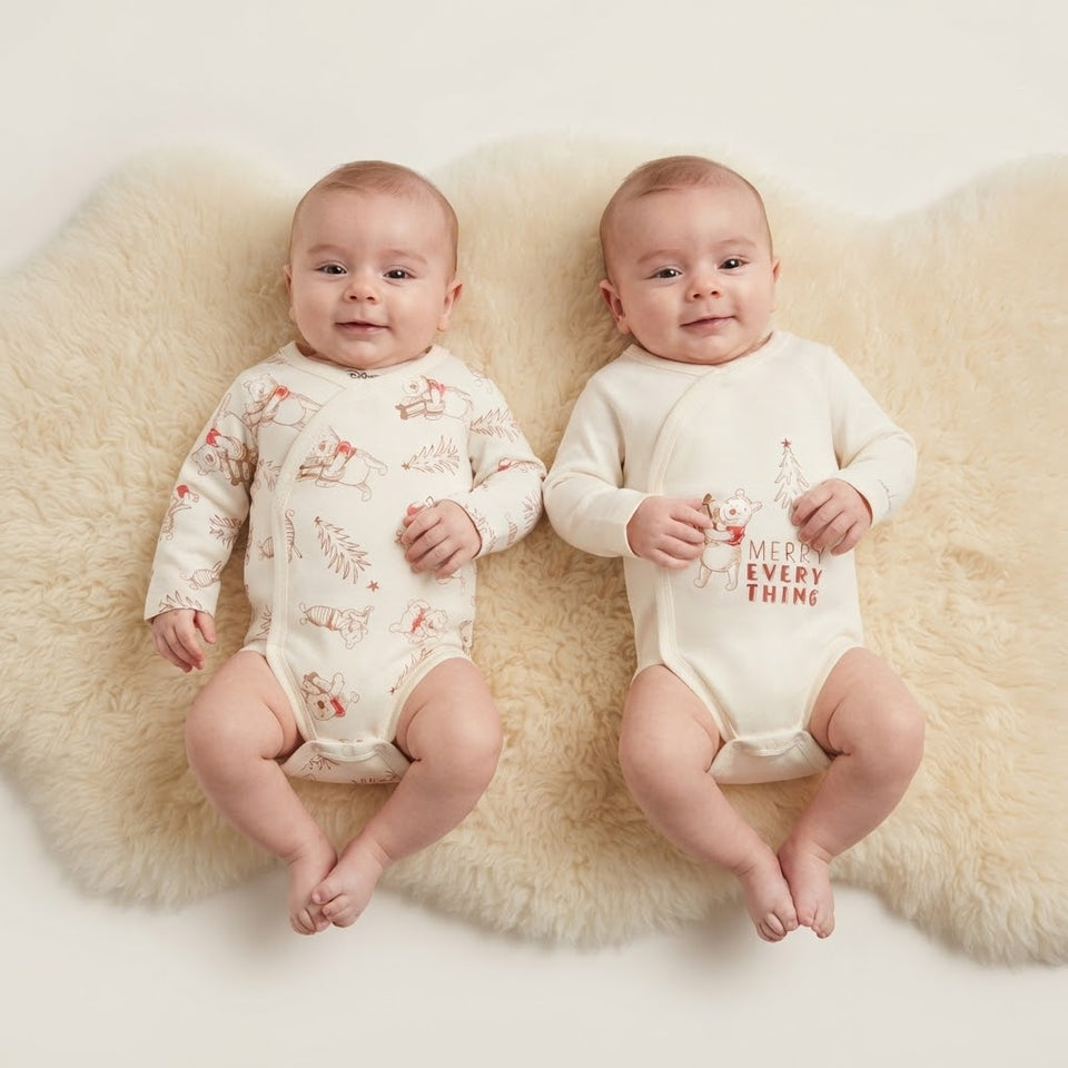 Sinsay Baby Boy's Cream Holiday Graphic Pack Of 2 Long-Sleeves Bodysuit