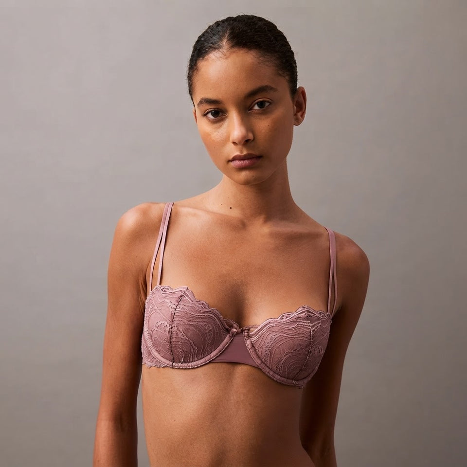 Calvin Klein Women's Dusty Rose Stretch Lace Lightly Lined Balconette Bra