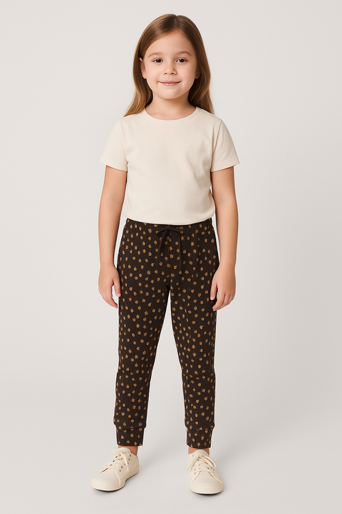 POMPdeLUX Girl's Dark Purple Printed Leggings | POMPdeLUX in Lebanon