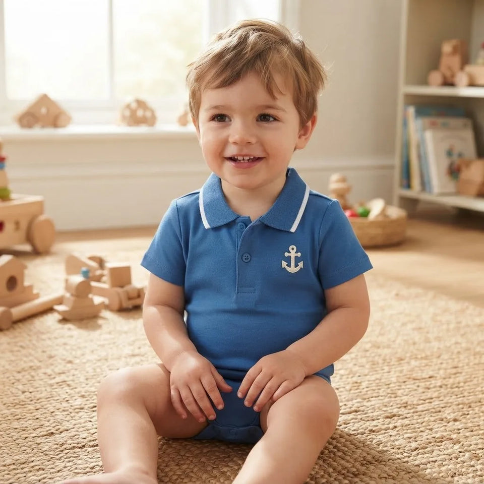Sinsay Boy's Blue Anchor Graphic Polo Bodysuit