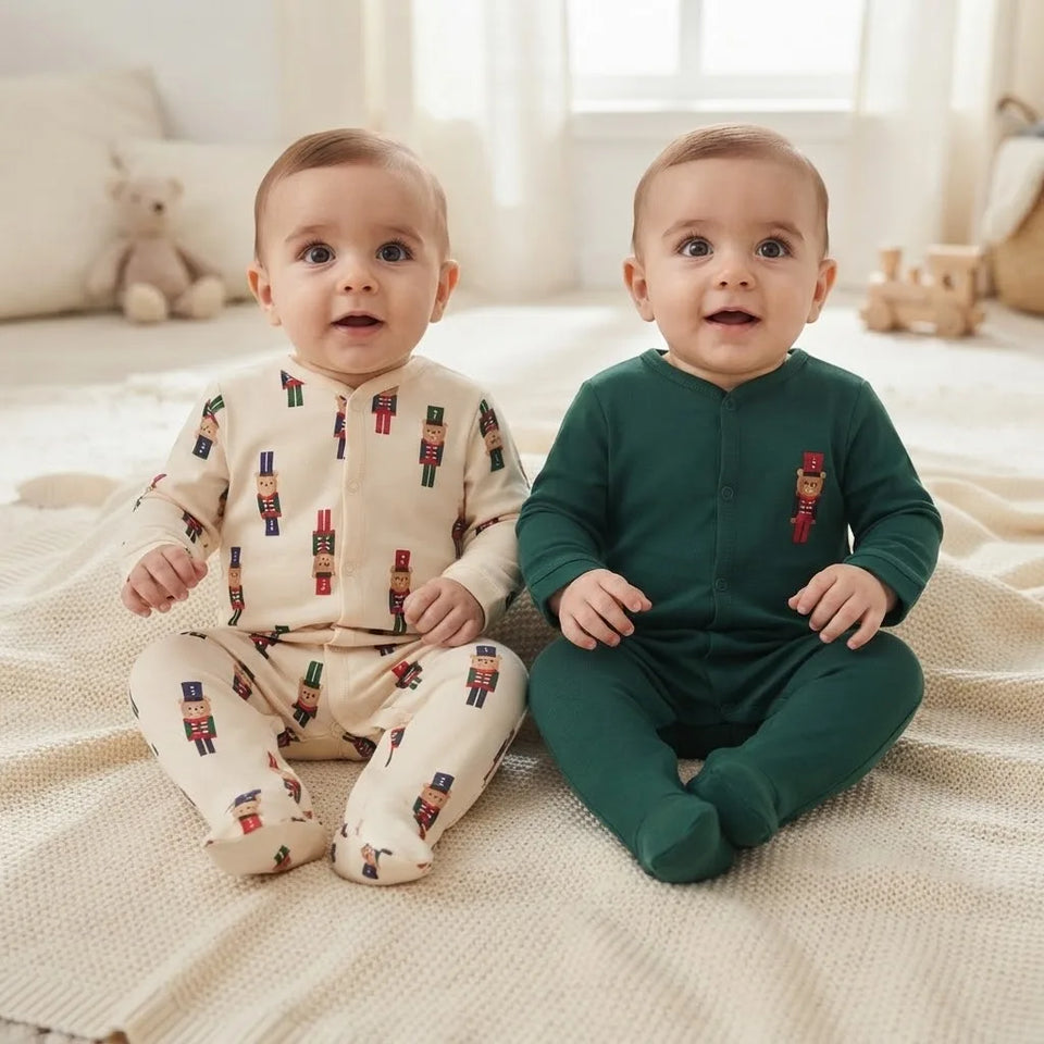 Sinsay Baby Boy's Cream & Dark Green Nutcracker Graphic Overall