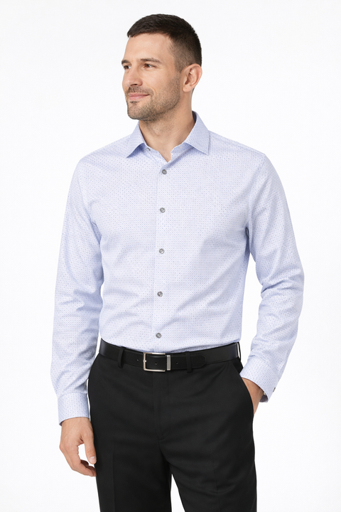 Alfani Men's White & Blue Slim-Fit Geo-Print Dress Shirt |Alfani In Lebanon