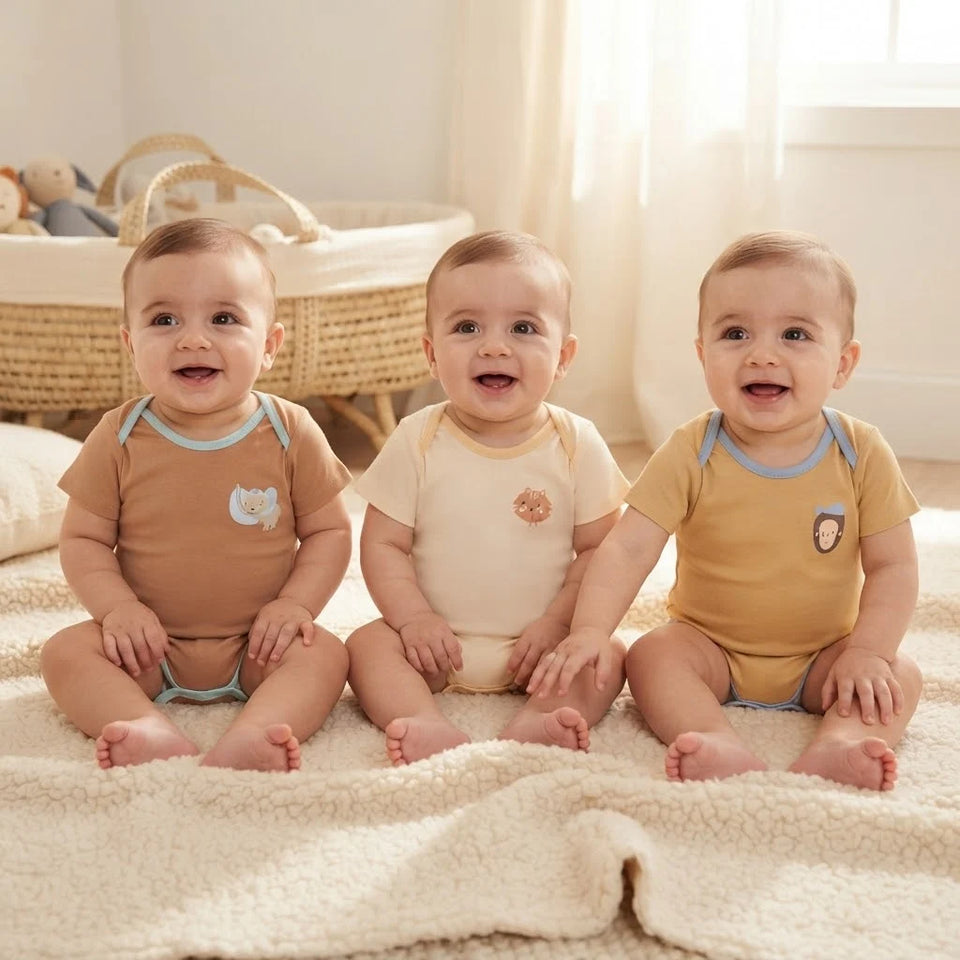 Sinsay Baby Boy's Multicolor Pack Of 3 Animal Printed Bodysuit