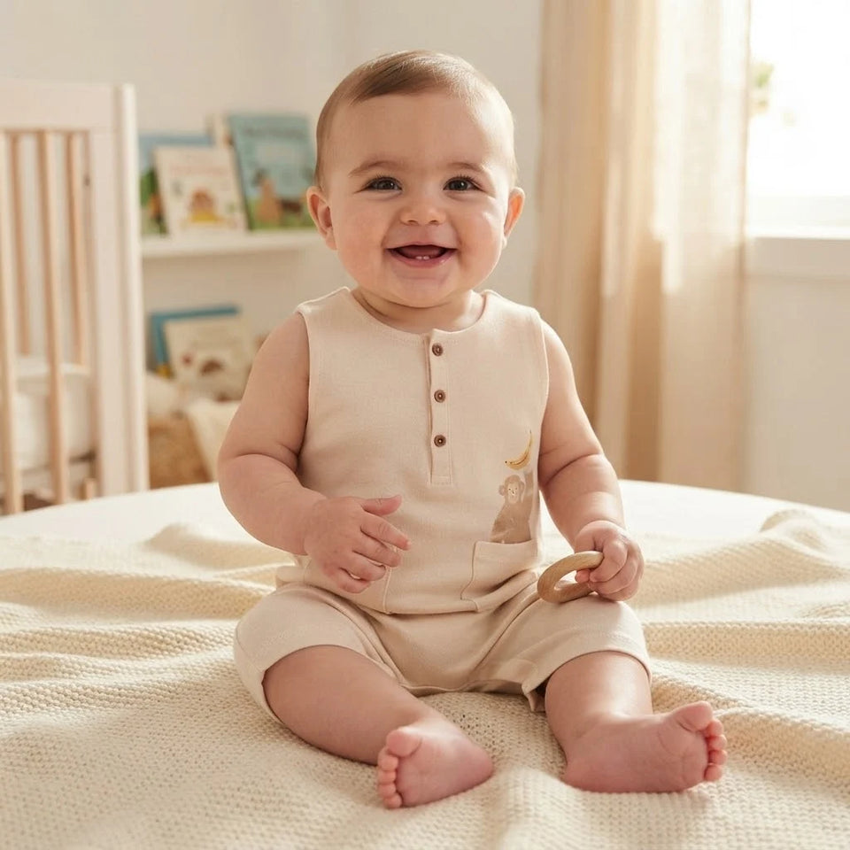 Sinsay Baby Boy's Light Beige Sleeveless Romper