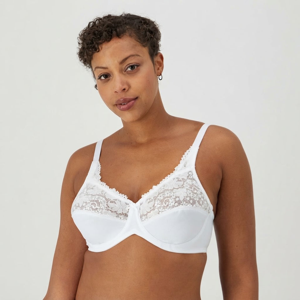 Bali Women's White Floral Lace Full-Coverage Bra