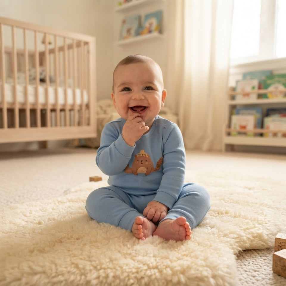 Sinsay Baby Boy's Blue Beaver Graphic Long-Sleeves Overall