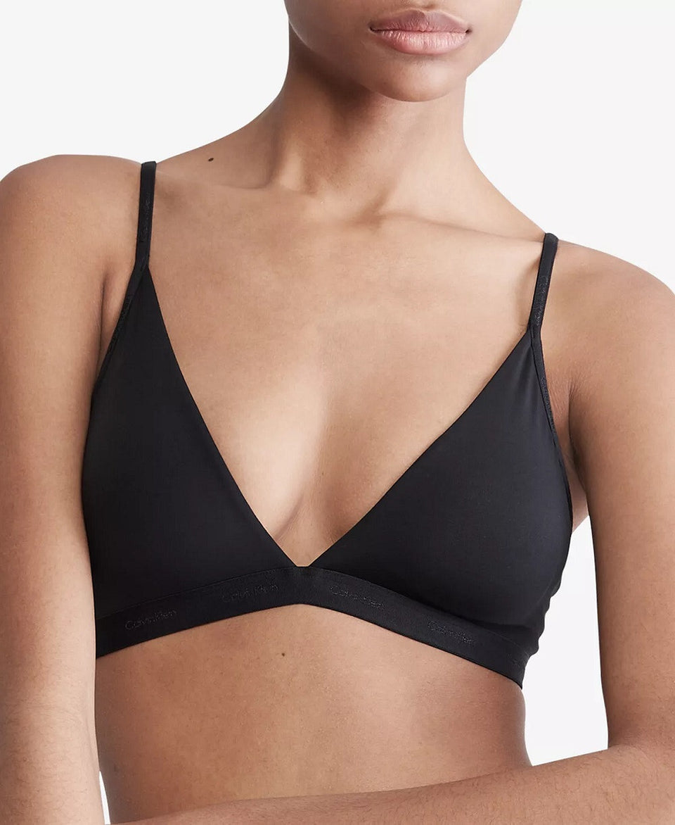 Calvin Klein Women's Black Solid Cotton Logo Band Bra