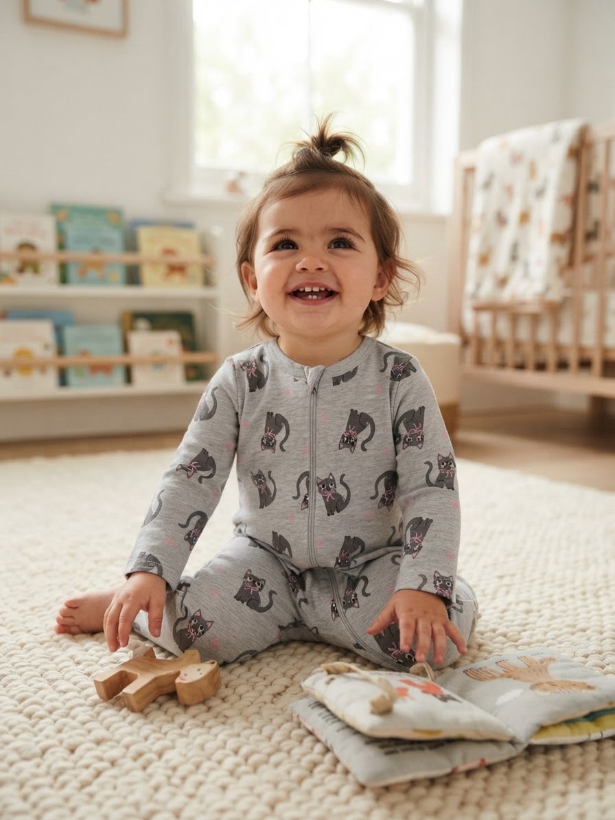 Sinsay Girl's Light Grey All Over Printed Long-Sleeves Overall