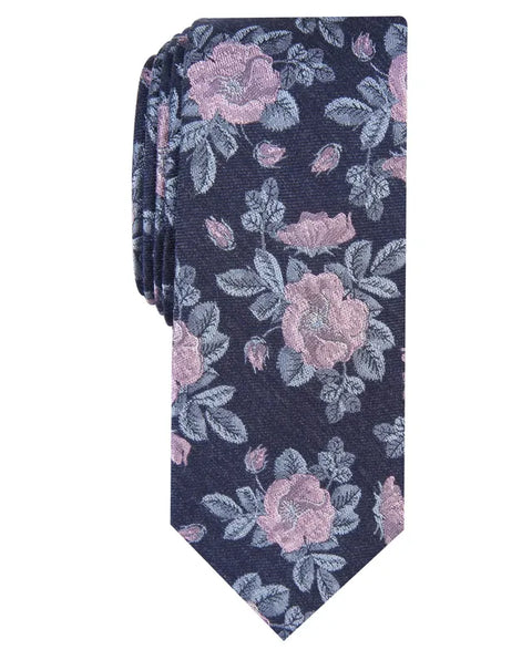 Floral patterned tie on a white background