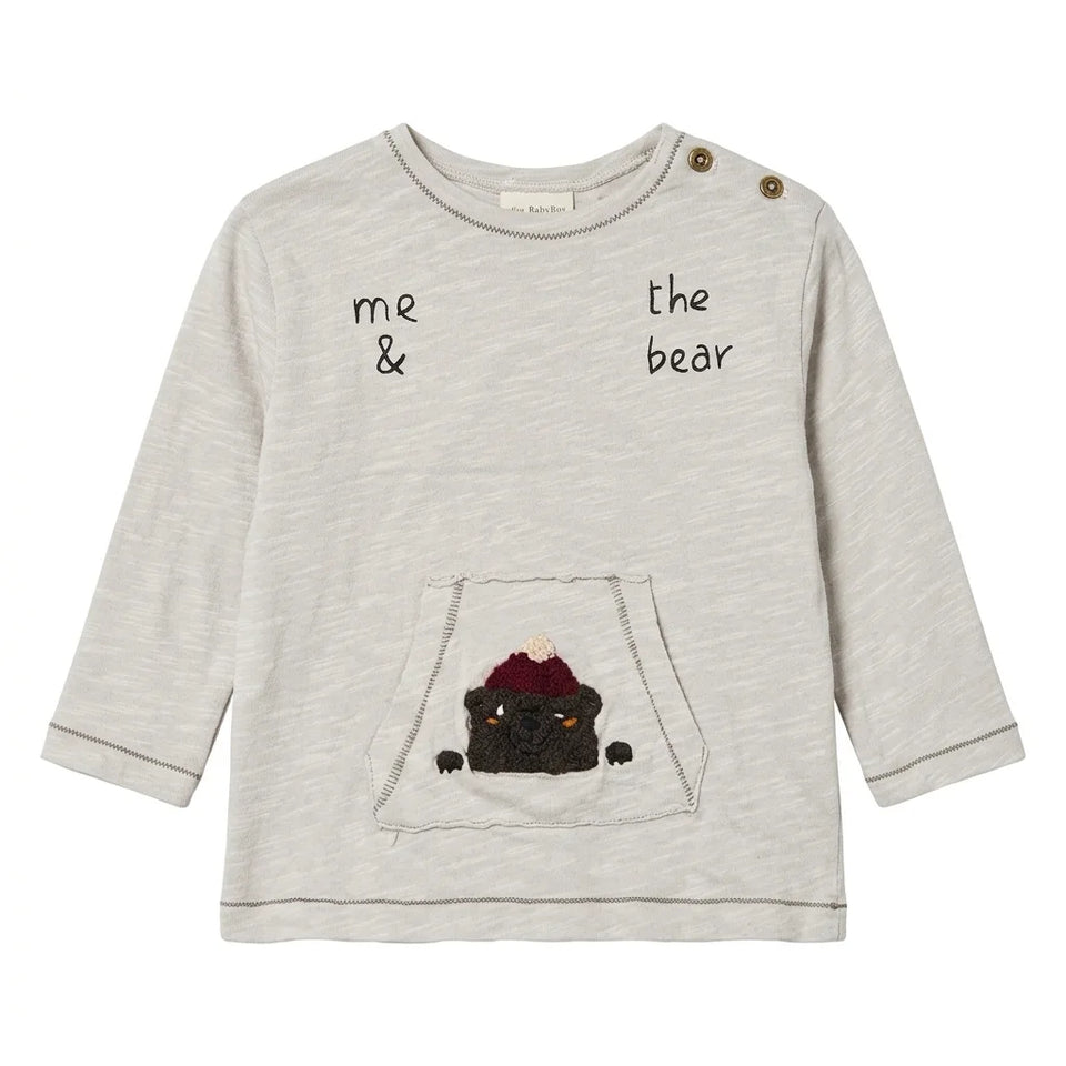 Zara Baby Boy's Light Grey "Me & The Bear" Long Sleeve Blouse | Zara In Lebanon