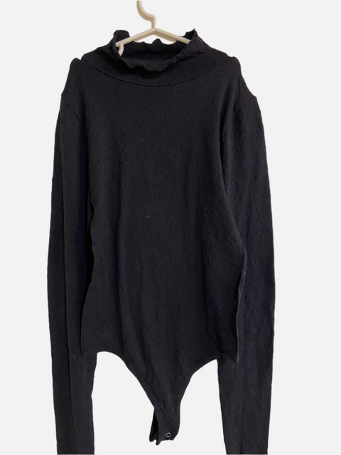 Sugar Moon Women's Black Textured Long-Sleeve Bodysuit |Sugar Moon In Lebanon