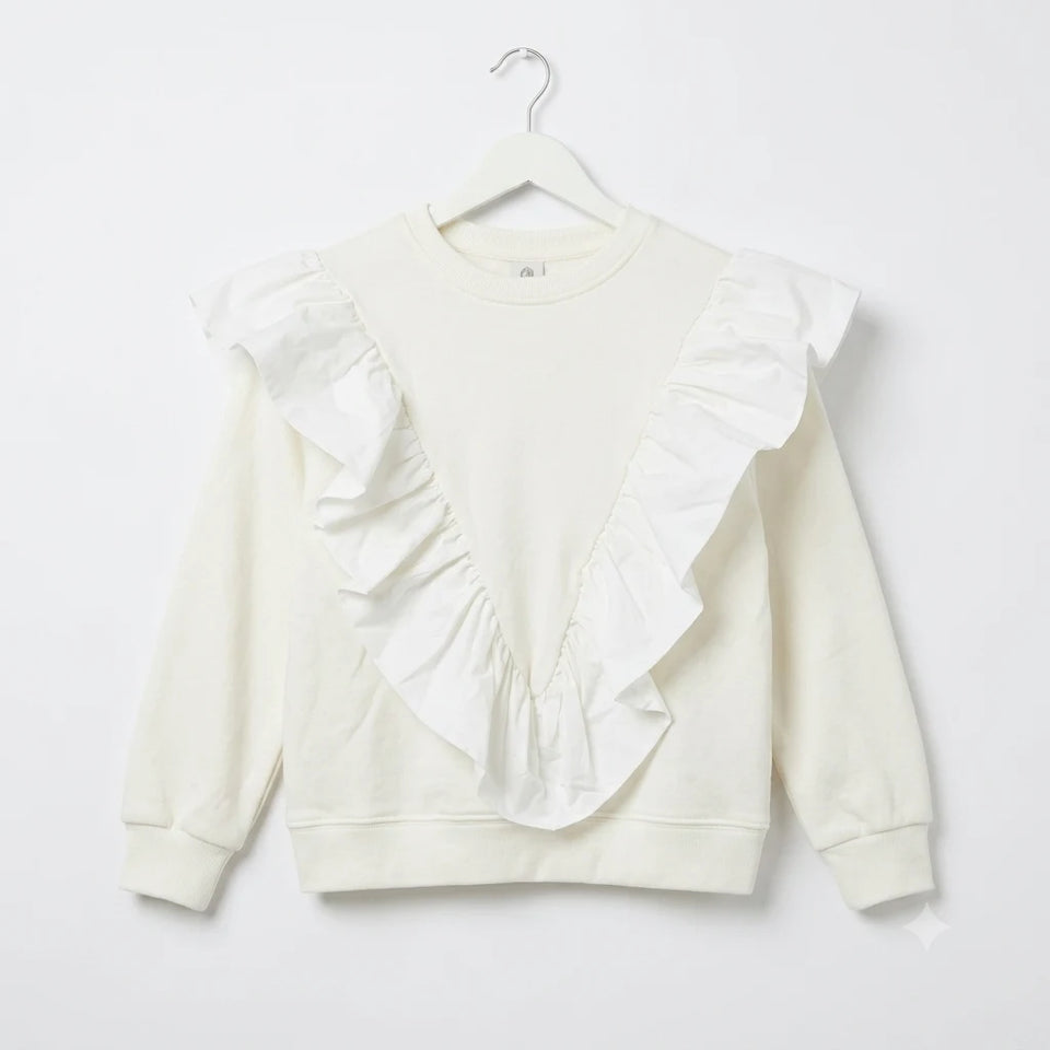 Zara Girl's White Ruffled Sweatshirt | Zara In Lebanon