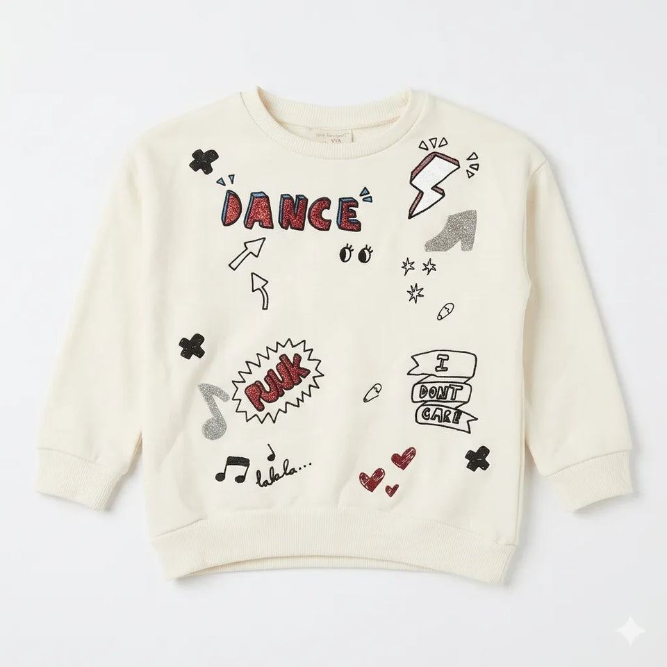 Zara Baby Girl's Off White "Dance" All Over Print Sweatshirt | Zara In Lebanon