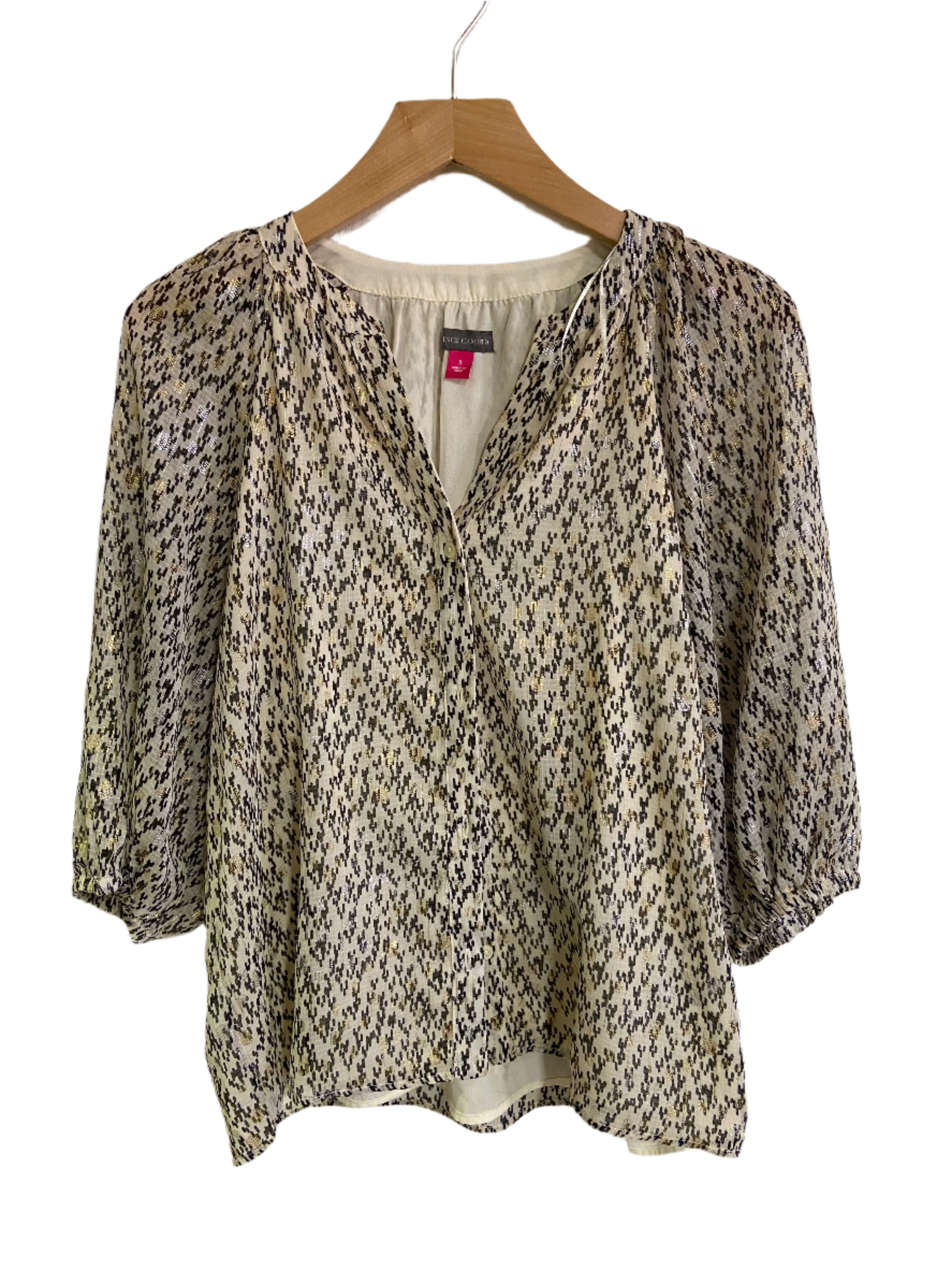 Vince Camuto Women's Printed Keyhole Peasant-Sleeve Shirt | Vince Camuto In Lebanon
