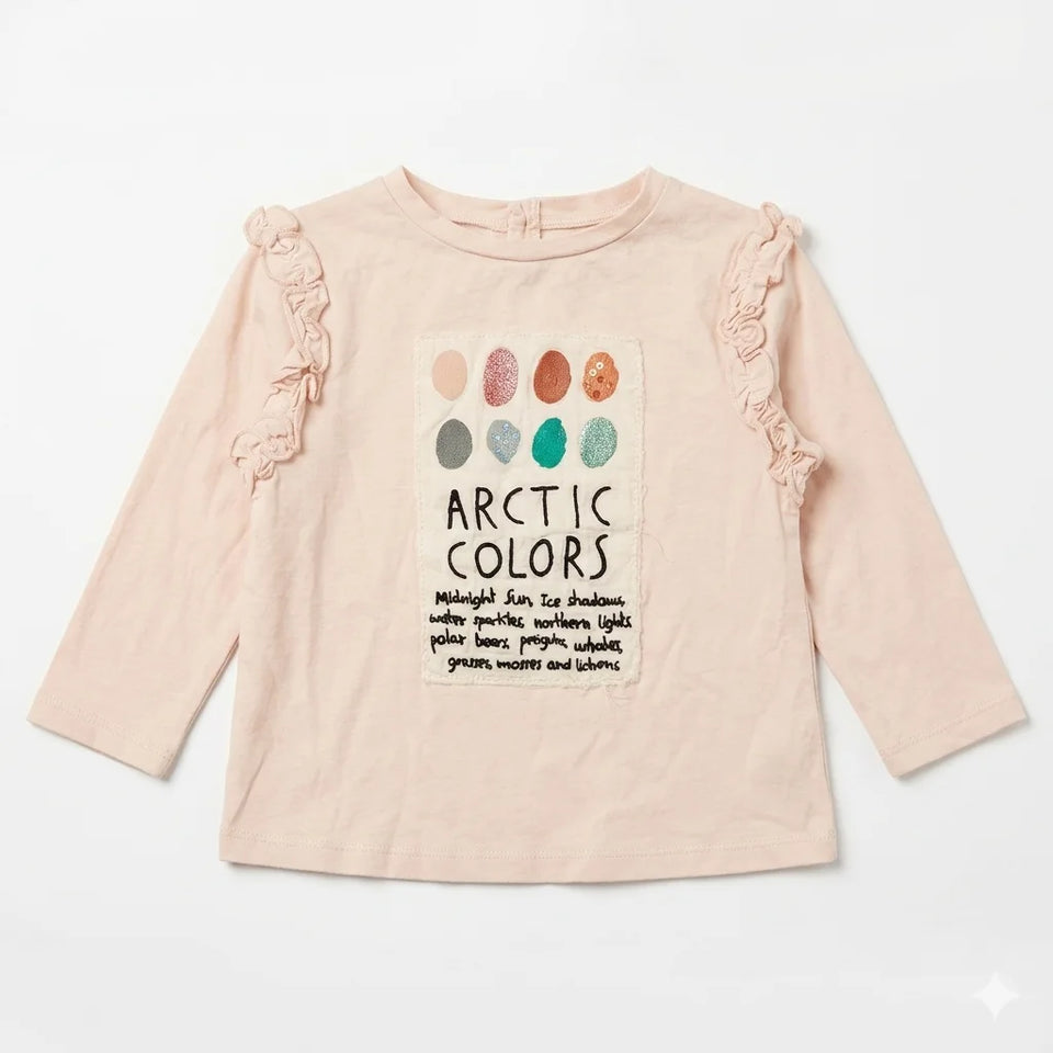 Zara Baby Girl's Light Pink "Arctic Colors" Graphic Long Sleeve Blouse | Zara In Lebanon