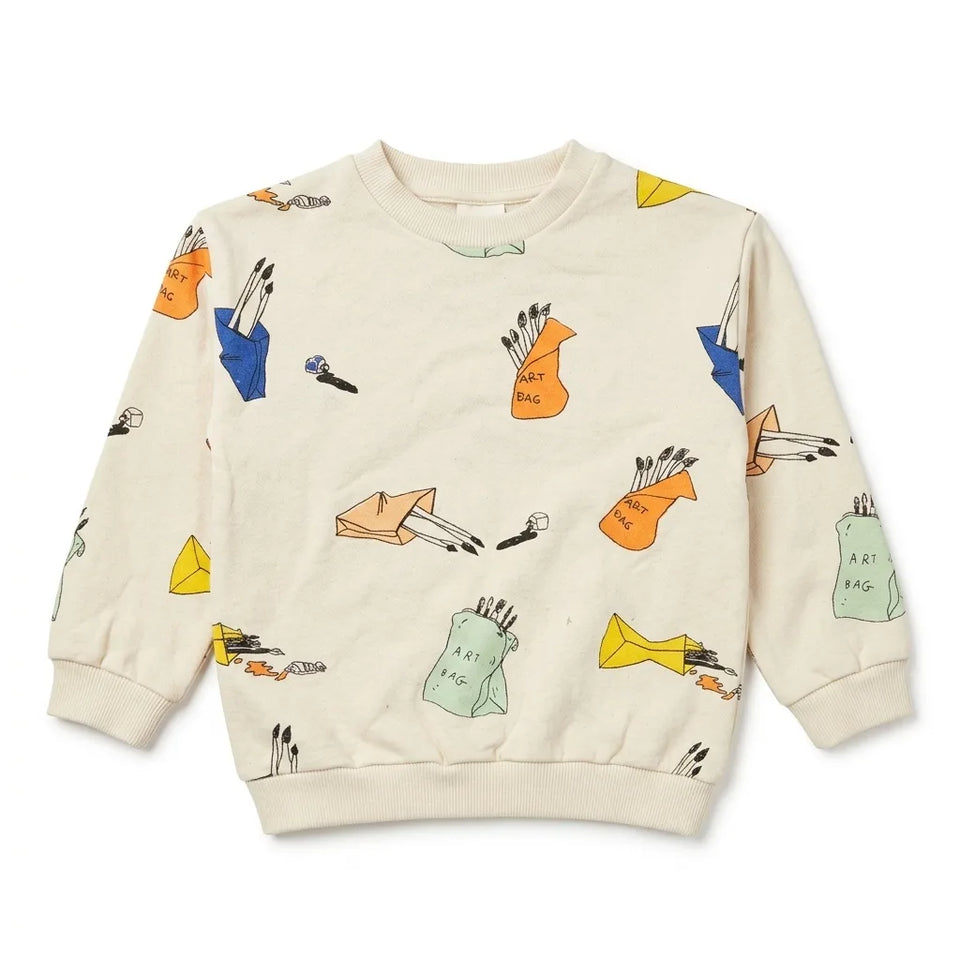 Zara Baby Boy's Beige "Art Bag" All Over Print Sweatshirt | Zara In Lebanon