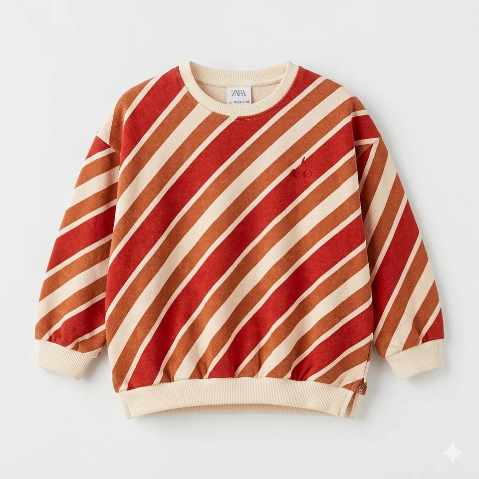 Zara Baby Girl's Multicolor Striped Crew Neck Sweatshirt | Zara In Lebanon