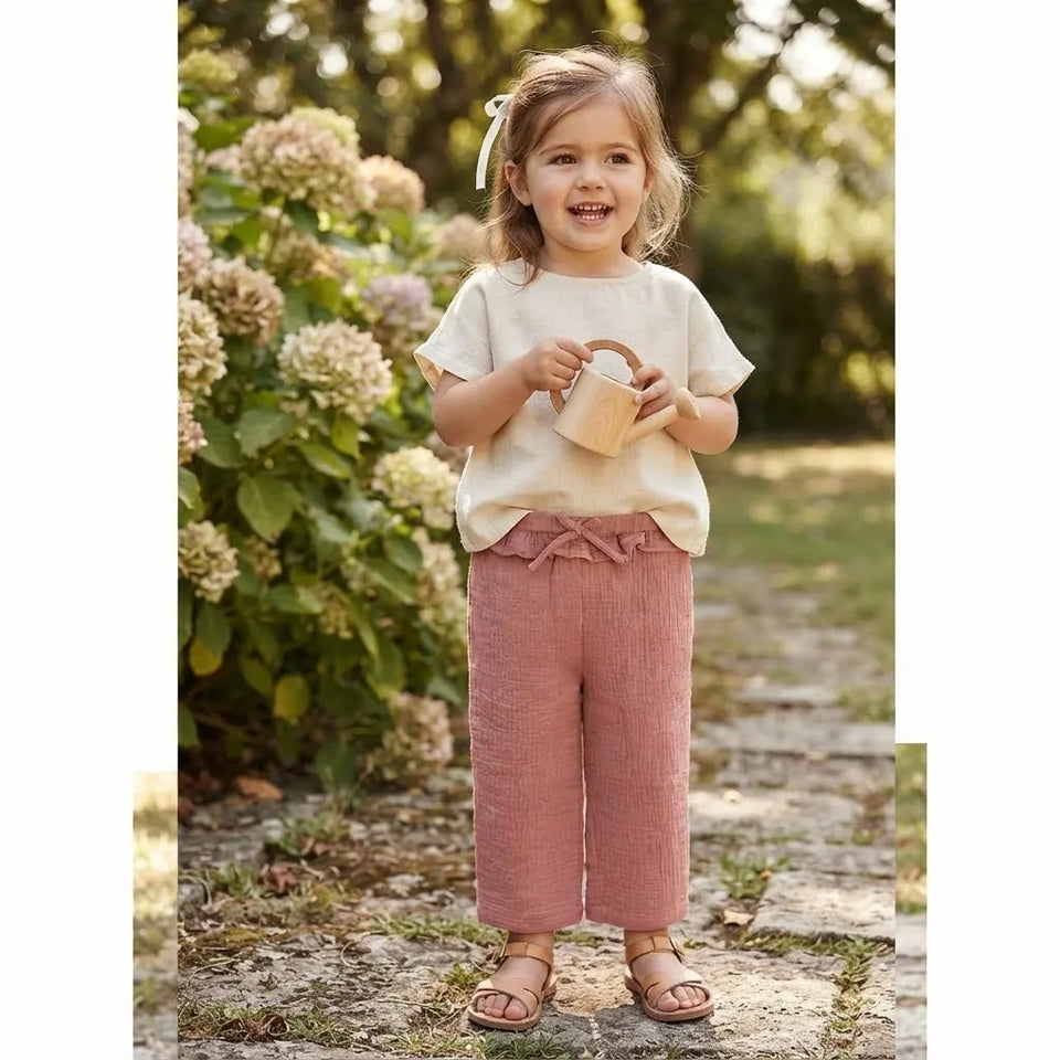 Sinsay Girl's Dusty Rose Ruffled Elastic Waistband Trousers