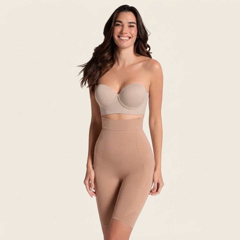 Leonisa Women's Tan Invisible Extra High-Waisted Short Shapewear