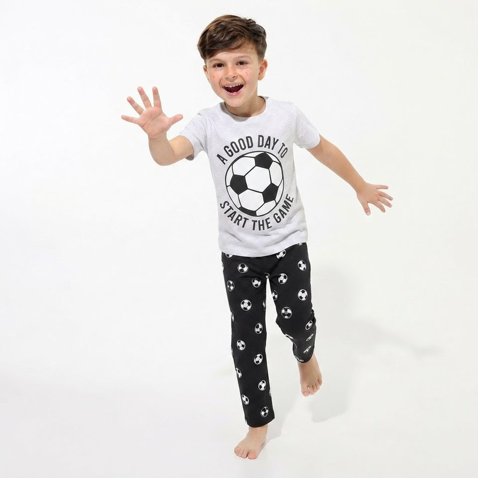 Sinsay Boy's Grey & Black Soccer Graphic Pajama Set