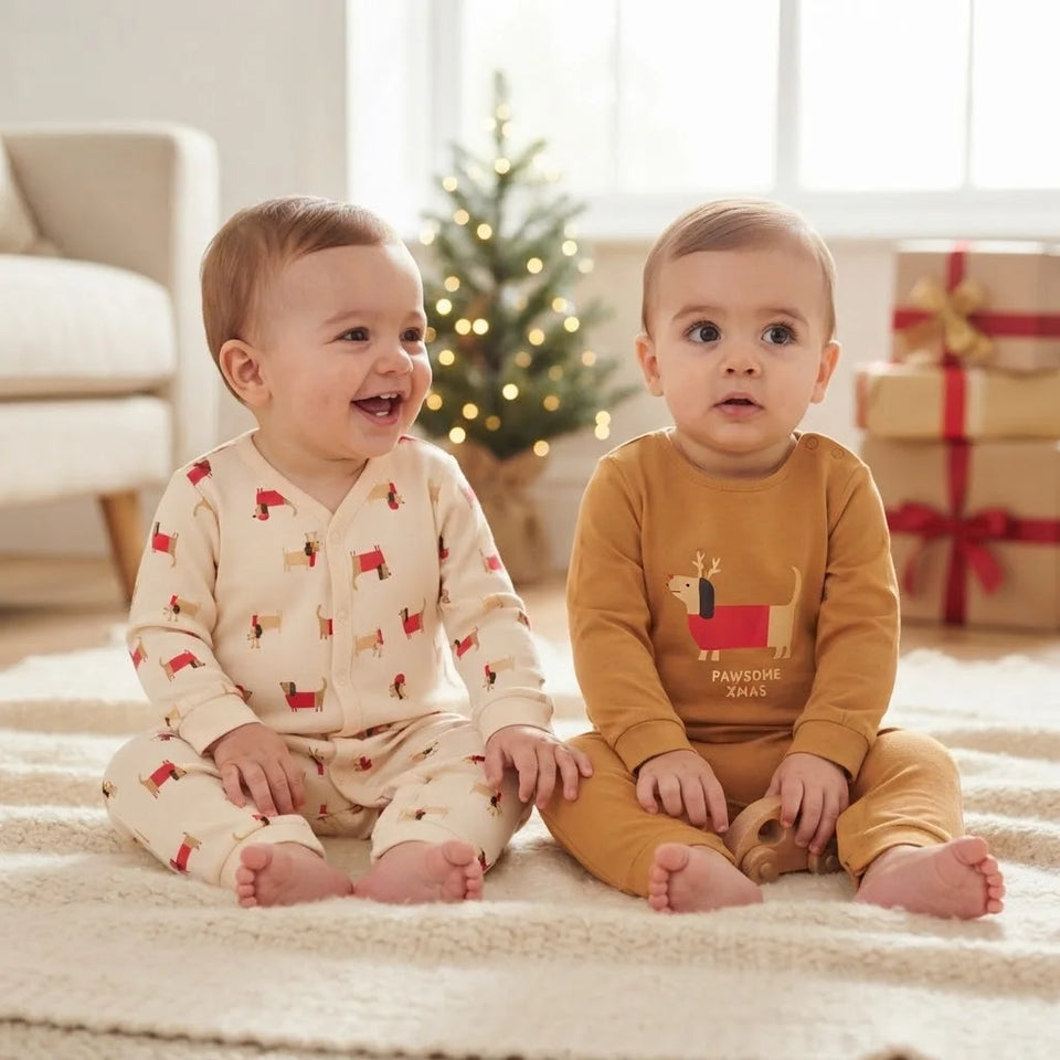 Sinsay Baby Boy's Beige & Brown Printed Pack Of 2 Log-Sleeves Overall