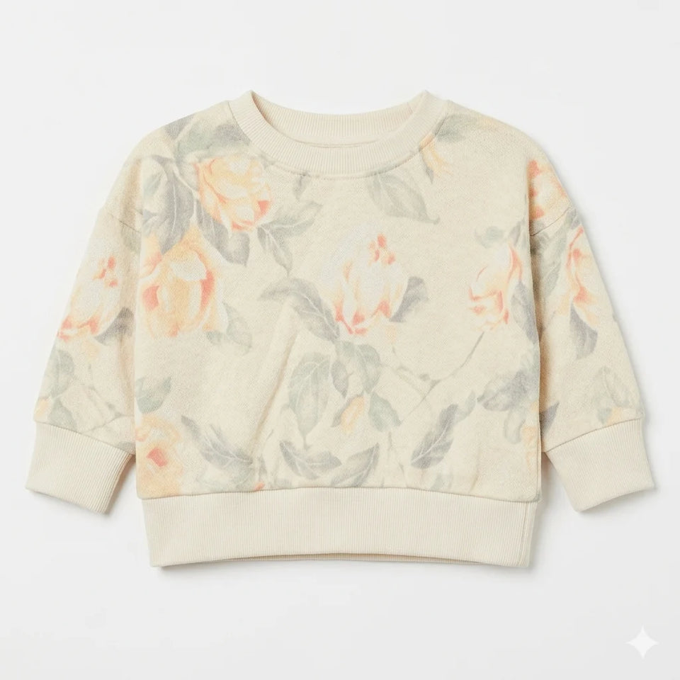 Zara Girl's Beige Floral Print Sweatshirt | Zara In Lebanon