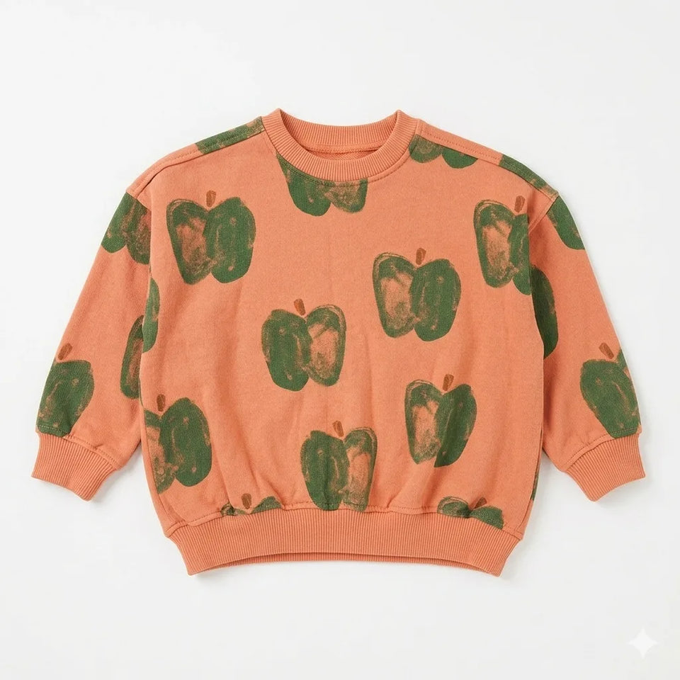 Zara Boy's Coral All-Over Apple Graphic Print Sweatshirt | Zara In Lebanon