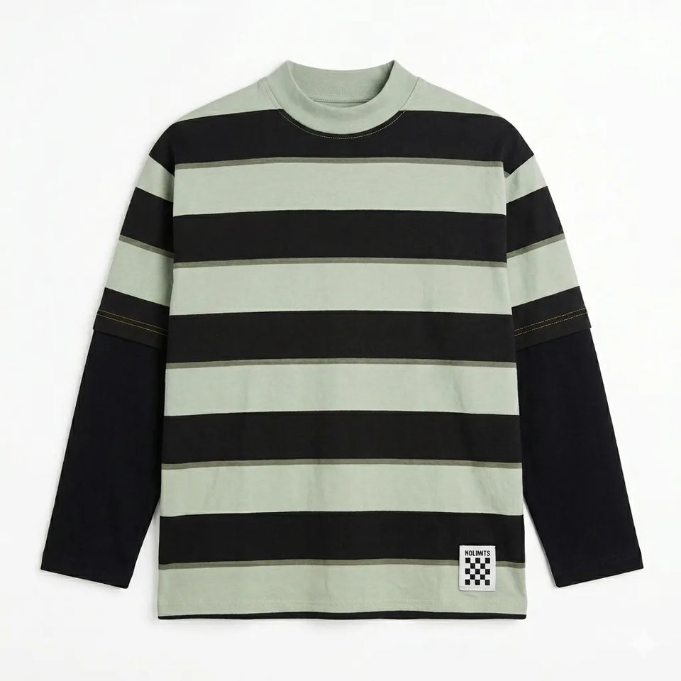 Zara Boy's Sage Green/Black Striped Long Sleeve Blouse | Zara In Lebanon
