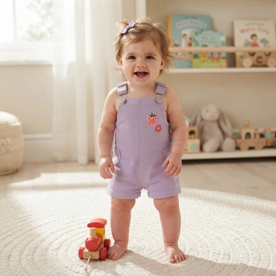 Sinsay Baby Girl's Lavender Short Dungaree Romper