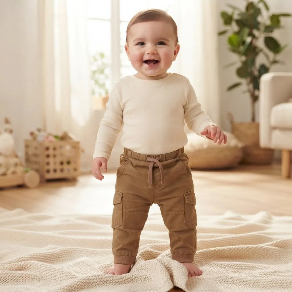 Sinsay Baby Boy's Brown Pull-On Cargo Jogger