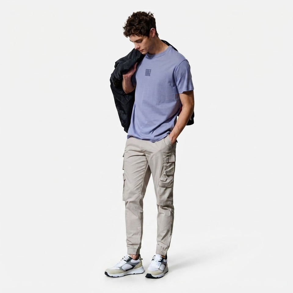 Sinsay Men's Greige Side Flap Pockets Cargo Jogger