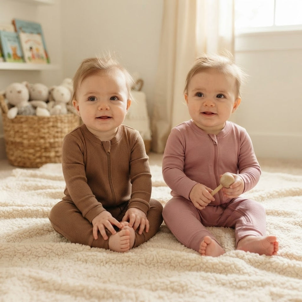 Sinsay Baby Girl's Pink & Brown Ribbed Clever Zip Pack Of 2 Footed Overalls
