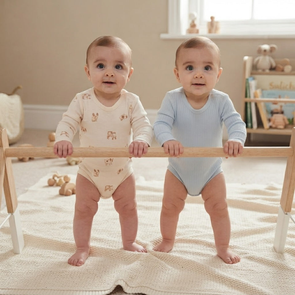Sinsay Baby Boy's Cream & Light Blue Pack Of 2 Long-Sleeves Bodysuit