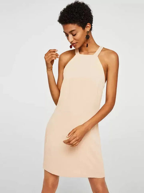Mango Women's Beige Solid Sheath Dress  |Mango In Lebanon