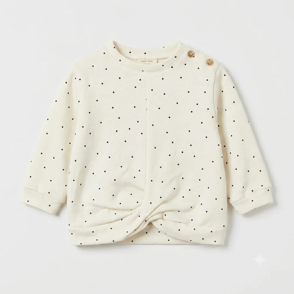 Zara Girl's White All Over Polka Dot Sweatshirt | Zara In Lebanon