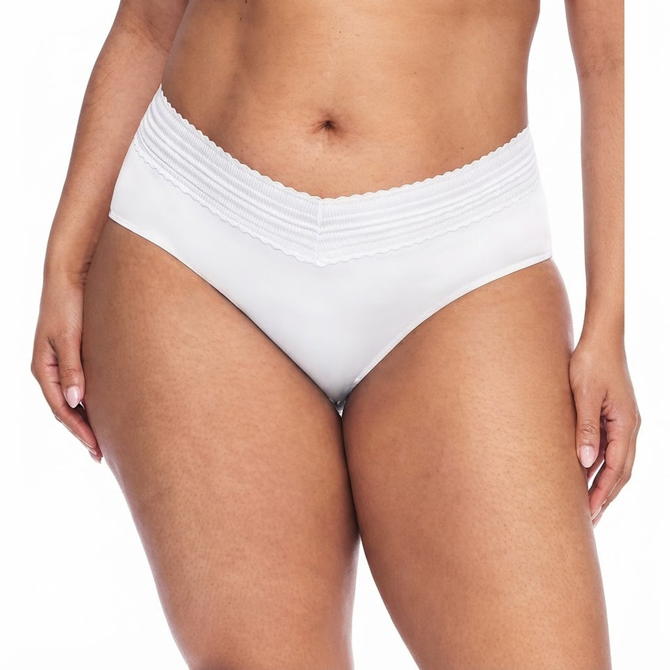 Warners Women's White Lace-Trim Cotton Briefs