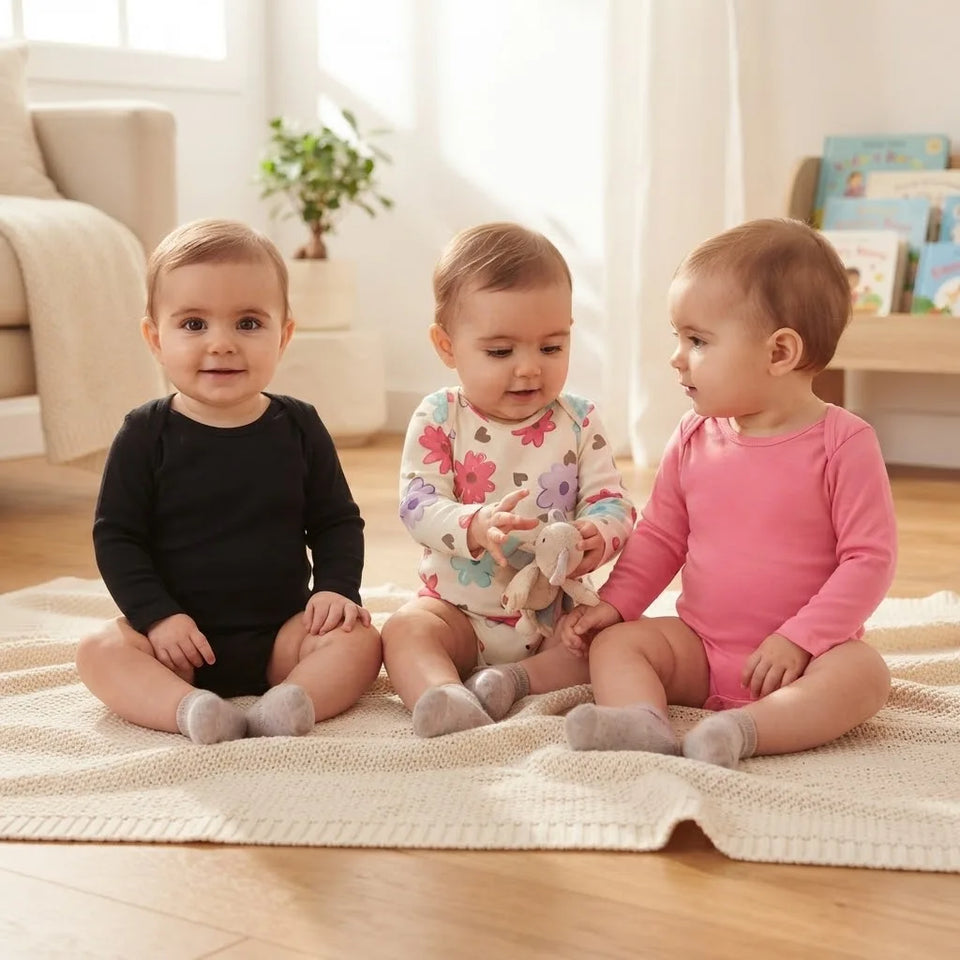 Sinsay Baby Girl's Multicolor Floral Pack Of 3 Long-Sleeves Bodysuits