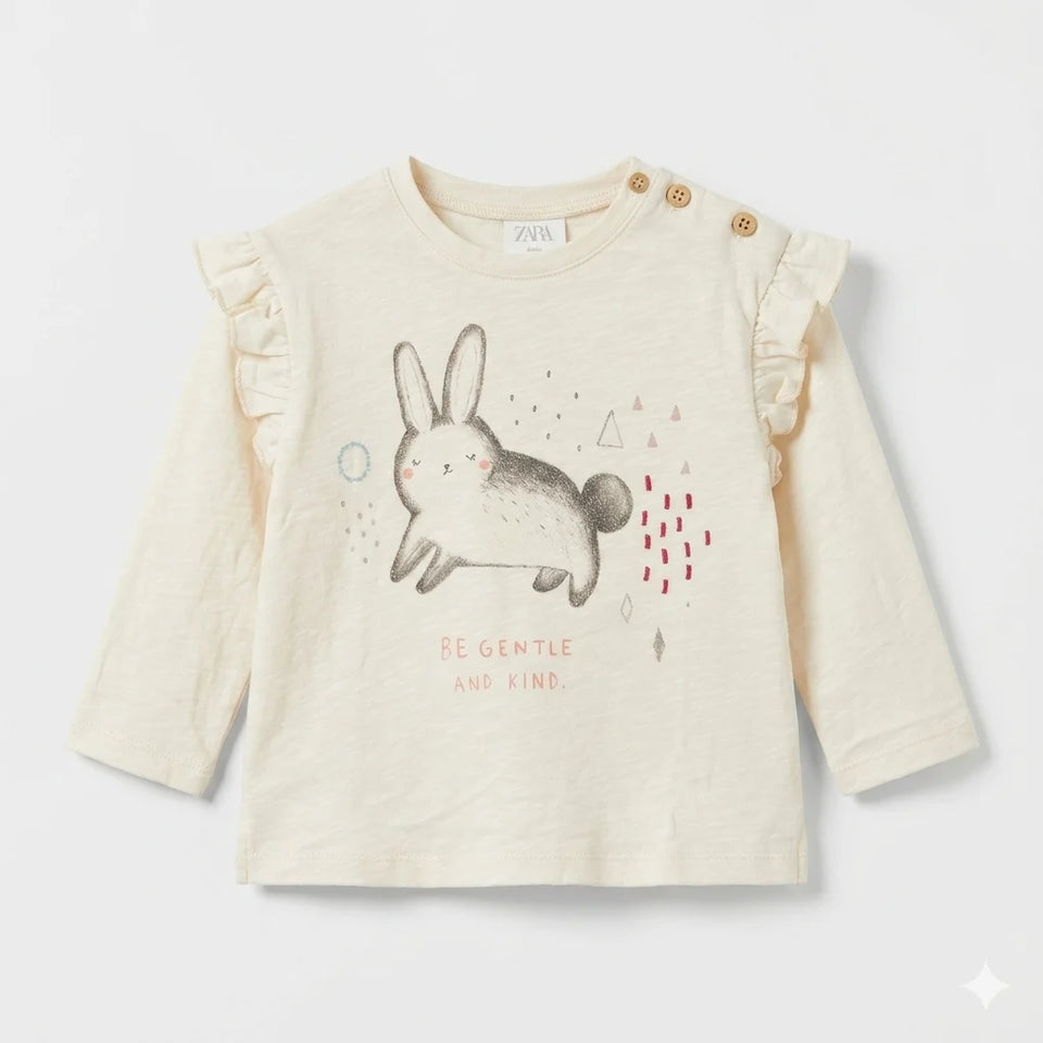 Zara Baby Girl's Off White "Be Gentle And Kind" Print Long Sleeve Blouse | Zara In Lebanon