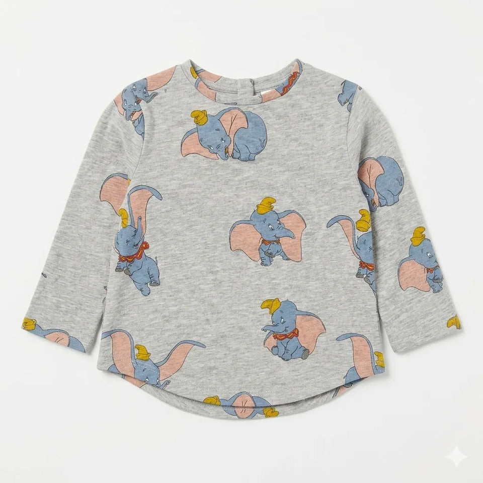 Zara Baby Girl's Grey All Over Elephant Print Long Sleeve Blouse | Zara In Lebanon