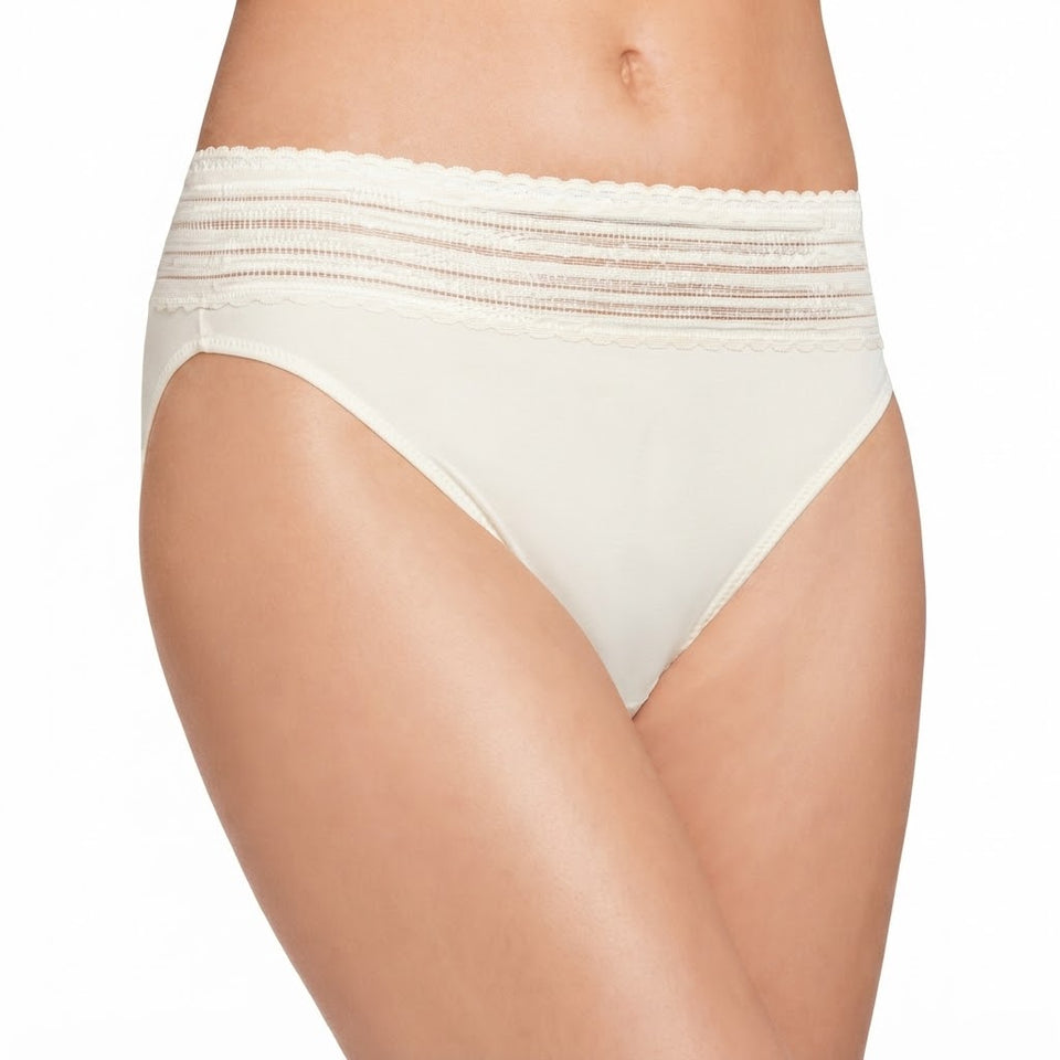 Warners Women's Cream High-Waist Elastic Waistband Briefs