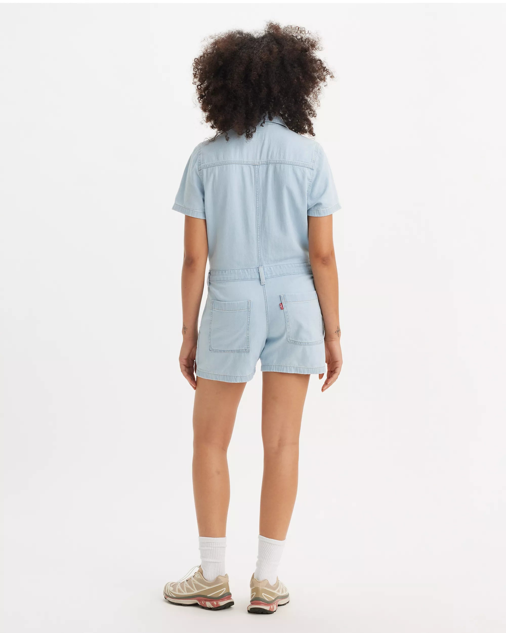 Levi's Women's Light Blue Short Sleeve Denim Heritage Romper |Levi's In Lebanon