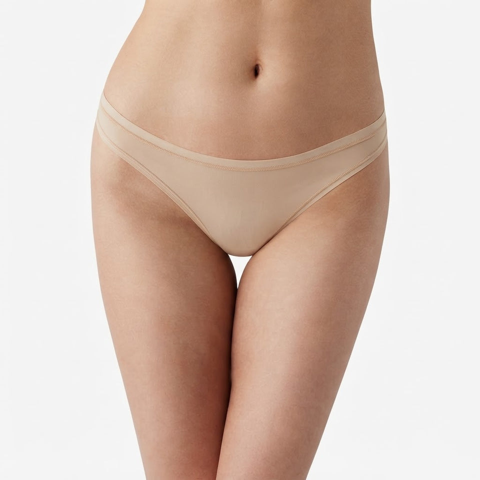 B.tempt'd Women's Beige Soft Stretch Thong Briefs