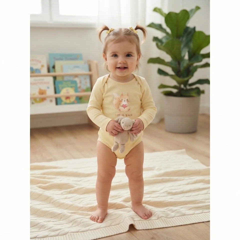 Sinsay Girl's Cream Chest Print Long-Sleeves Bodysuit
