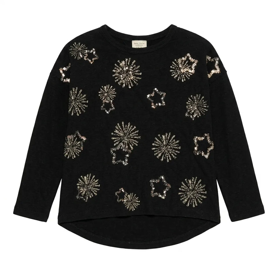 Zara Girl's Black All Over Embellishments Long Sleeve Blouse | Zara In Lebanon