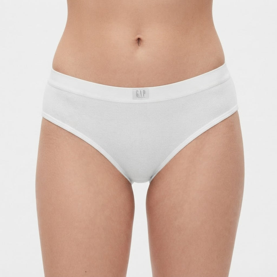 Gap Women's White Ribbed Logo Comfort Hipster Briefs