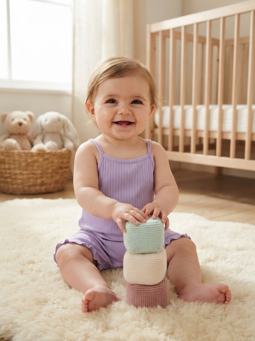 Sinsay Baby Girl's Light Purple Ribbed Camisole Romper