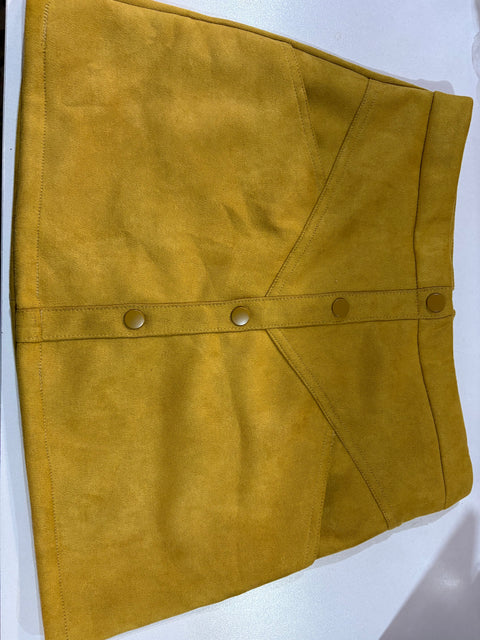 Ativo Girl's Mustard Lamp Leather Mini Skirt | Ativo in Lebanon